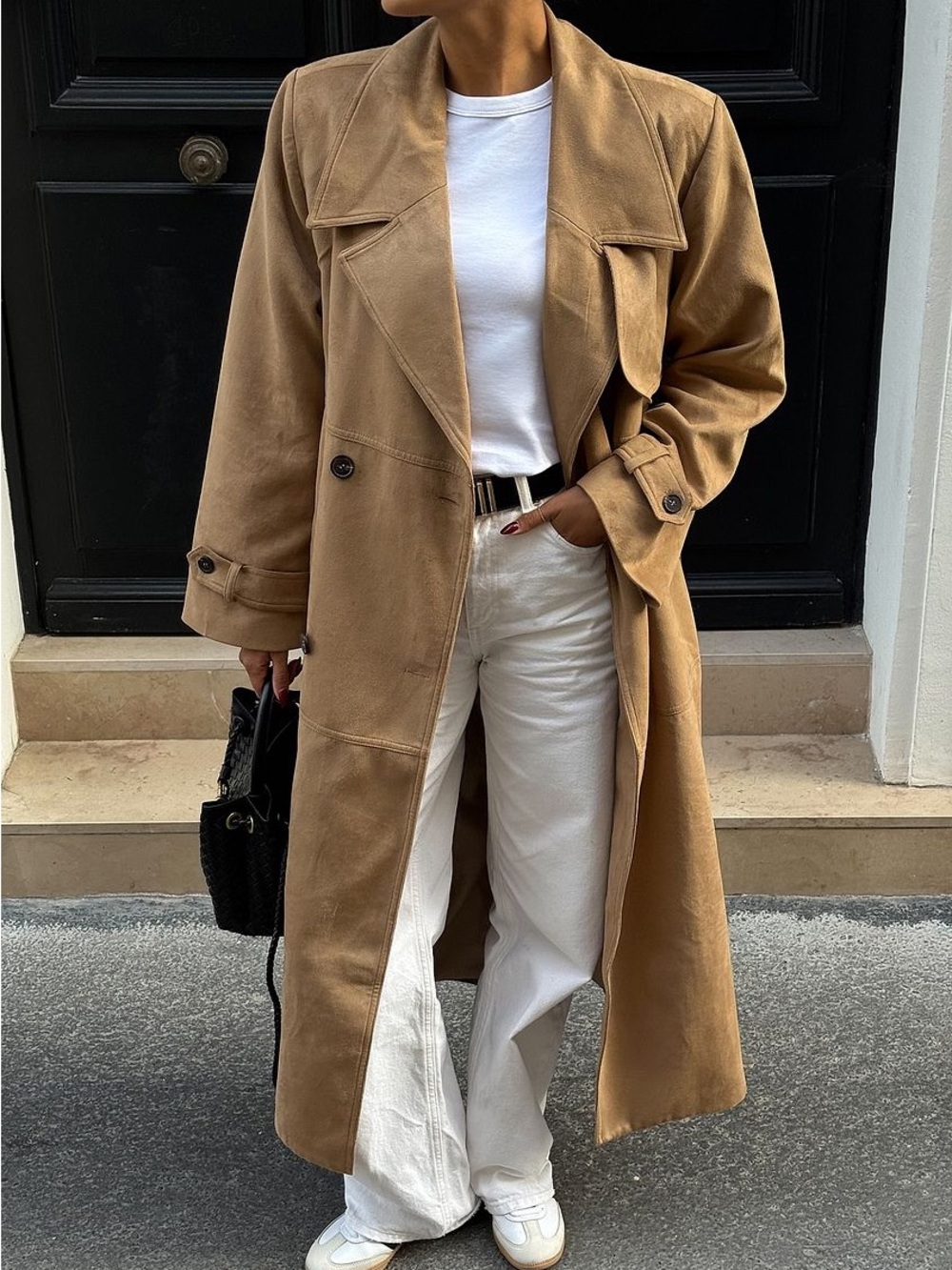 Faux Suede Oversized Trenchcoat